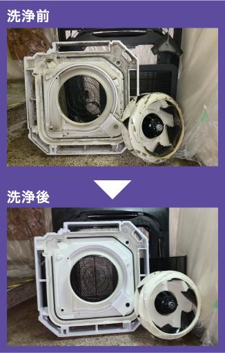 室内機部材  薬品洗浄作業